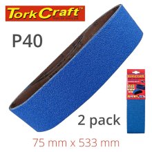 Sanding Belt Zirconium 75 X 533mm 40grit 2/Pack