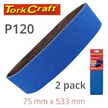 Sanding Belt Zirconium 75 X 533mm 120grit 2/Pack