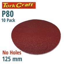 Tork Craft Sanding Disc Psa 125mm 80 Grit No Hole 10/Pk