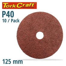 Tork Craft Sanding Disc 125mm 40 Grit Centre Hole 10/Pk