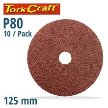 Tork Craft Sanding Disc 125mm 80 Grit Centre Hole 10/Pk
