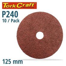 Tork Craft Sanding Disc 125mm 240 Grit Centre Hole 10/Pk