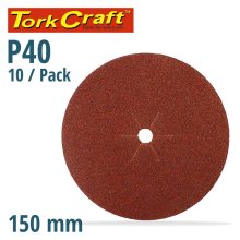 Tork Craft Sanding Disc 150mm 40 Grit Centre Hole 10/Pk