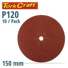 Tork Craft Sanding Disc 150mm 120 Grit Centre Hole 10/Pk