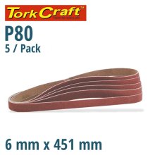 Tork Craft Powerfile Sanding Belt 6 X 451mm 80 Grit 5/Pk