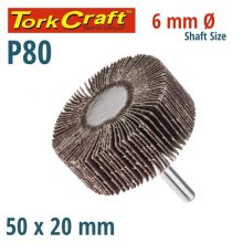 Tork Craft Flap Wheel 50 X 20 X 6mm Shaft 80 Grit Per Each (30 Per Box)