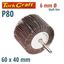 Tork Craft Flap Wheel 60 X 40 X 6mm Shaft 80 Grit Per Each (12 Per Box)
