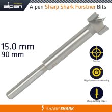 Alpen Forstner Drill Bit Sharp Shark 15Mm