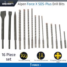 Alpen Force X Sds-Plus Kit 16 16 Pcs. Drills 110Mm 5-6 160Mm 6-8-10-12 210M