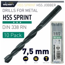 Alpen HSS Sprint Drill Bit 7.5mm Bulk Ind.Pack