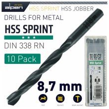 Alpen HSS Sprint Drill Bit 8.7mm Bulk Ind.Pack
