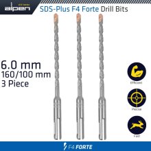 Alpen Sds Plus F4 Bit 6Mm X 160 X 100 X 3 Pcs Drill Hammer