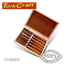 Tork Craft Chisel Set Wood Carving 6 Piece Wooden Box