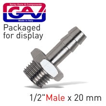Gav Hose Adaptor 1/2"Male X 20mm Hose Packaged Gav Hose Adaptor 1/2"Male X 20mm Hose Packaged