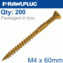RAWLPLUG R-Dsx Screws M4 X 60X36 Ginger Ruspert X200-Box