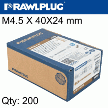 RAWLPLUG R-Dsx Screws M4.5 X 40X24 Ginger Ruspert X200-Box