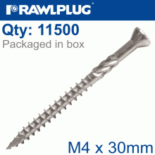 RAWLPLUG R-Dsx Screws M4 X 30 A2 Ss X11500-Box