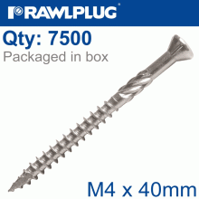 RAWLPLUG R-Dsx Screws M4 X 40X24 A2 Ss X7500-Box