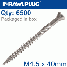 RAWLPLUG R-Dsx Screws M4.5 X 40X24 A2 Ss X6500-Box