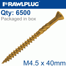 RAWLPLUG R-Dsx Screws M4.5 X 40X24 Ginger Ruspert X6500-Box