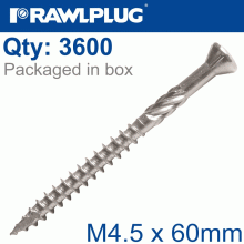 RAWLPLUG R-Dsx Screws M4.5 X 60X36 A2 Ss X3600-Box