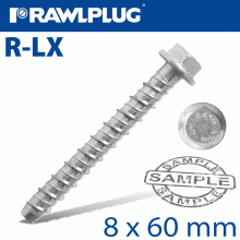 RAWLPLUG Concrete Screwbolt 8X60Mm Hex Head With Flange Galvanized Box Of 100