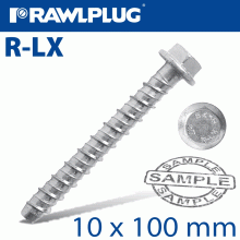 RAWLPLUG Concrete Screwbolt 10X100Mm Hex Head With Flange Galvanized 50/Box