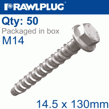RAWLPLUG Concrete Screw Bolt M14.5X13 Mm Hex Head Zinc Flake Coat 50/Box