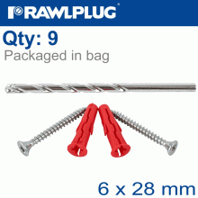 RAWLPLUG Mirror Kit Uno6X4 With Screws And 6Mm Drill Bit