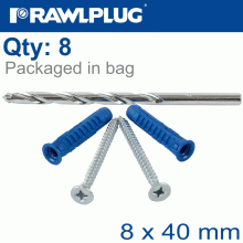 RAWLPLUG Outside Light Kit 4All-08X8-5.0X5Mm Screws With 8Mm Drill Bit
