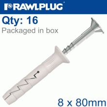 RAWLPLUG Nyl Hammer-In Fixing 8X80Mm + Csk Head X16 -Bag