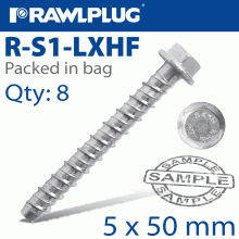 RAWLPLUG Concrete Screw Bolt 6.3X50 R-Lx Hex + Flange X8 -Bag