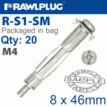 RAWLPLUG Interset Cavity Fixing M4X46Mm X20-Bag