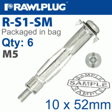 RAWLPLUG Interset Cavity Fixing M5X52Mm X6-Bag