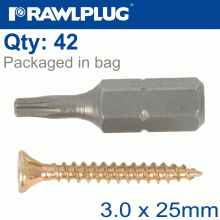 RAWLPLUG R-Ts Hardened Screw 3.0X25Mm X42 Per Bag