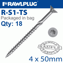 RAWLPLUG R-Ts Hardened Screw 4.0X50Mm X18 Per Bag