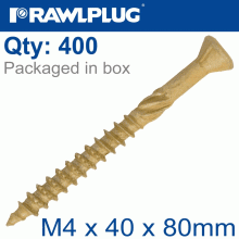 RAWLPLUG R-Dsx Screws M4 X 40X24 Ginger Ruspert X400-Tub