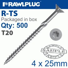 RAWLPLUG Torx T20 Chipboard Screw 4.0X25Mm X500-Box