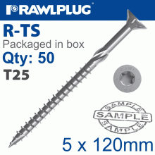 RAWLPLUG Torx T25 Chipboard Screw 5.0X120Mm X50-Box