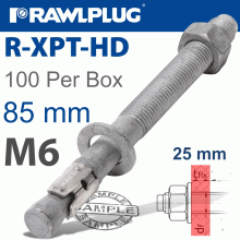 RAWLPLUG R-Xpt Hot Dip Galvanized Throughbolts M6X85Mm X100 Per Box