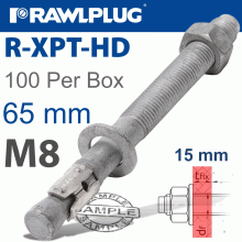 RAWLPLUG R-Xpt Hot Dip Galvanized Throughbolts M8X65Mm X100 Per Box