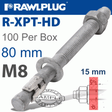 RAWLPLUG R-Xpt Hot Dip Galvanized Throughbolts M8X80Mm X100 Per Box