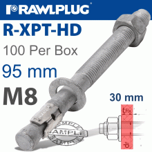 RAWLPLUG R-Xpt Hot Dip Galvanized Throughbolts M8X95Mm X100 Per Box