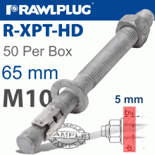 RAWLPLUG R-Xpt Hot Dip Galvanized Throughbolts M10X65Mm X50 Per Box