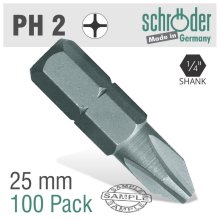 Schroder Phil.No.2 25mm Ins.Bits 100/Pk