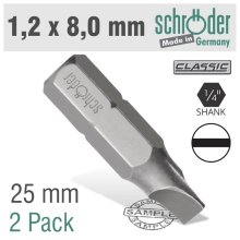 Schroder Slotted Bit 1.2x8mm 25mm