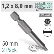 Schroder Slotted Bit 1.2x8mm 50mm 2cd