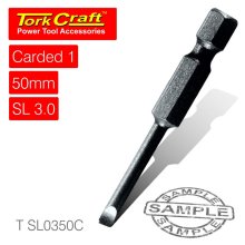 Tork Craft S/D Power Bit 3mmx50mm Slotted 1/Card