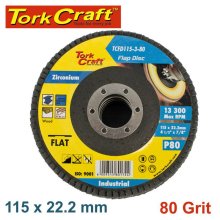 Tork Craft Flap Disc Zirconium 115mm 80 Grit Flat