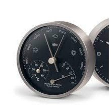Barigo Barometer, Thermometer, Hygrometer - Nickel Plated Brass - Black Dial